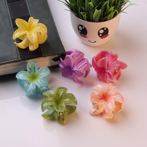 Image of ANNA CREATIONS 6 Pcs Korean Fashion Gloss Flower Hair Claw Clip for Thick & Thin Hair Strong Hold Hair Clutcher Hair Accessories Clutches for Women & Girls