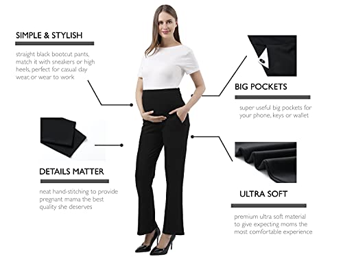 Maternity Pants Comfortable Stretch Over-Bump Women Pregnancy Casual Capris For Work (Trouser Style - Black, M (Size 8-10)) #TOP1
