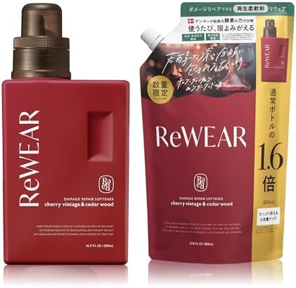 （05:00時点） ReWEAR リウェア 再生 柔軟剤 ボトル 詰め替え 2点セット チェリーヴィンテージ＆シダーウッド