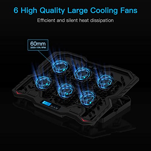 Trakxy-Laptop-Cooling-Pad-Compatible-with-121-156-Inch-Laptops-Laptop-Fan-Cooling-Stand-Adjustable-Height-with-6-Quite-Fans-Blue-LED-Lights-6-Speeds-LCD-Monitor-Cooling-Pad-for-Gaming-Laptops