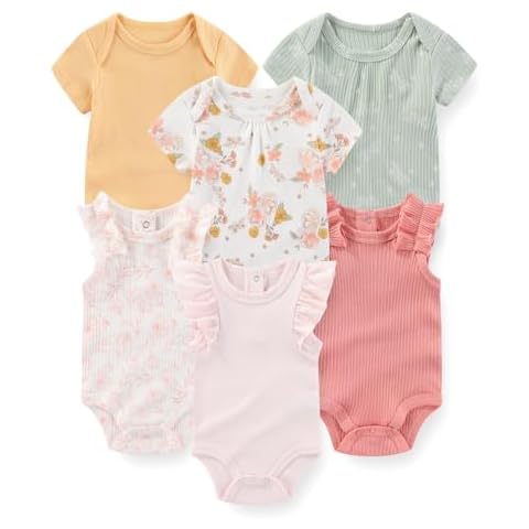 JELYLOVE Short Sleeve Baby Boy Girl Bodysuits 6-Pack Casual Cotton Soft Infants Outfit New born Clothes Cover