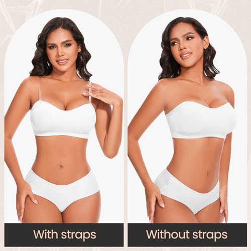 Image of Strapless Bras for Women Wireless Bandeau Bra Invisible Tube Tops Bra Bralette Padded Seamless