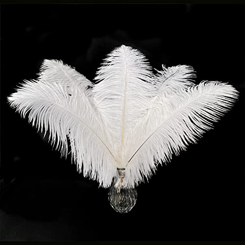 Piokio 40 pcs Natural White Ostrich Feathers 12-14 inch(30-35 cm) Bulk for Wedding Party Centerpieces and DIY Clothes Decoration, Gatsby Decorations