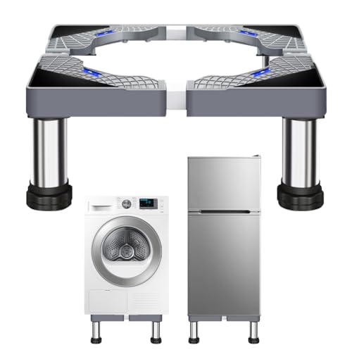 CEWROM Waschmaschinen Sockel Untergestell mit 4 Füßen, Podest für Waschmaschine und Trockner, Bärenlast 200kg Verstellbare Sockel für Kühlschrank Trockner Gefrierschrank (40-60cm)