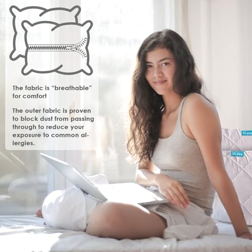 Pillow Protectors 4 Pack Cover White, Anti Allergy Zipped Pillows Protector, Quilted Pillow Case, Machine Washable, Dust & Mite Proof - 50 x 75cm