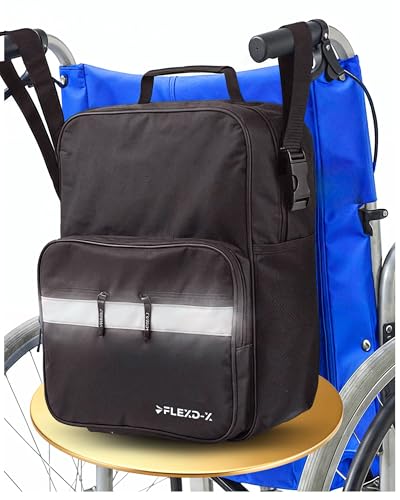 Premium Rollstuhl Tasche Reflektierende Rollstuhltasche hinten | Praktische Wheelchair Bag - Rollstuhlrucksack Universal für jeden Rollstuhl