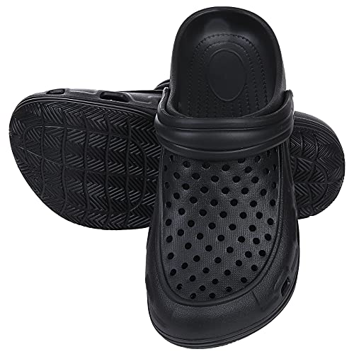Beslip Unisex Garden Clogs Shoes Comfortable Slip-On Summer Beach Sandals For Women And Men, Black Women Size 9-9.5 #TOP1