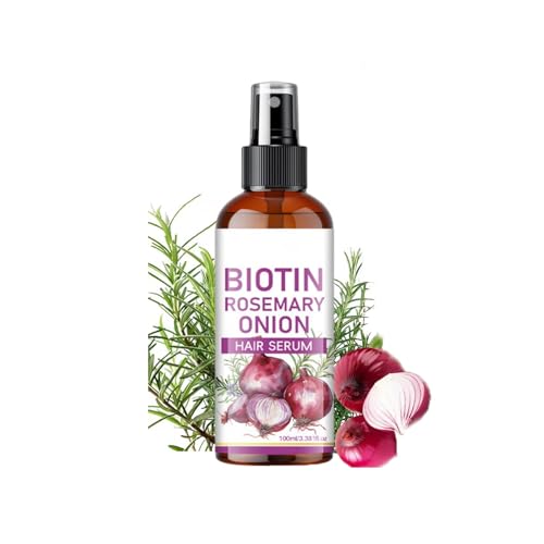 XJBD Onion Biotin and Rosemary Hair Serum Spray, Onion Rosemary Oil Spray For Hair Growth, Deep Nourishes Repairs Dry Damaged Hair, Strengthens, Thickens & Revitalizes Hair Care, Adds Shine