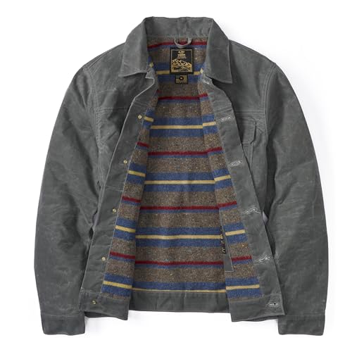Image of Huckberry Flint and Tinder Men's Wool-Lined Waxed Trucker Jacket, Built for Layering