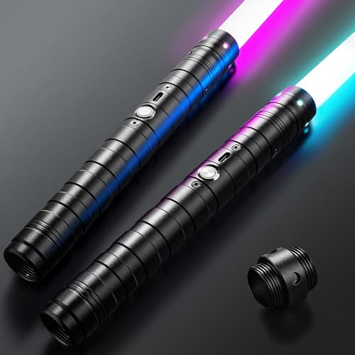 Yumuwind Light Sabers Adult - 2 Pack RGB 15 Colors 3 Modle Voices Lightsaber Star Wars Lightsaber Sword Toys for Halloween Dress Up Parties Xmas Gift(78.5CM 2PC)