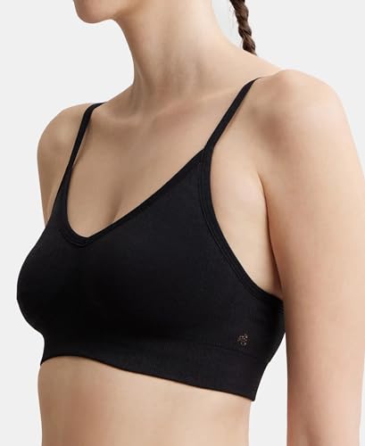 Image of Jockey FE53 Women's Wired Padded Super Combed Cotton Elastane Strech Medium Coverage Plunge Neck Pushup Bra with Multiway Styling