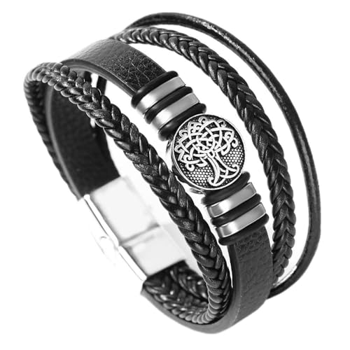 Pulsera masculina de cuero trenzado multilayer miniatura 1