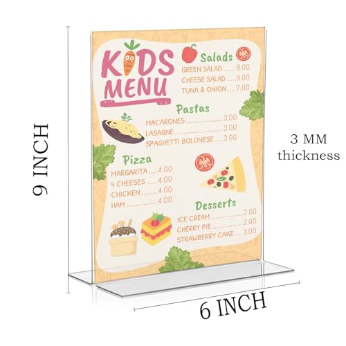 Image of Shuban Acrylic Sign Holder Table Sign Holder Double Sided T Shape Clear Plastic Desktop Display Holder Vertical Menu Stand Sign Holders for School, Office, Hotel, Party (06 X 9 Inch -4Pcs)