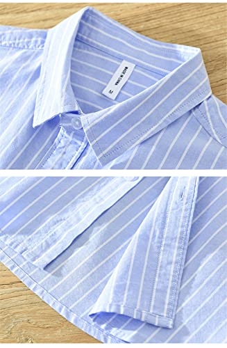 Men's Striped Short Sleeve Shirt Casual Lapel Button Top2