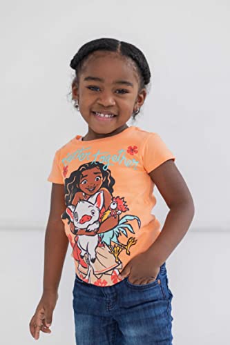 Disney Princess Moana Toddler Girls 3 Pack Short Sleeve T-Shirt Pink/White/Blue 2T #TOP1
