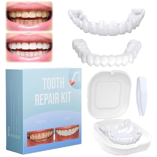 1 Set Adjustable Suitable Full Dentures, Teeth Veneers for Upper and Lower Jaws in Both Men and Women