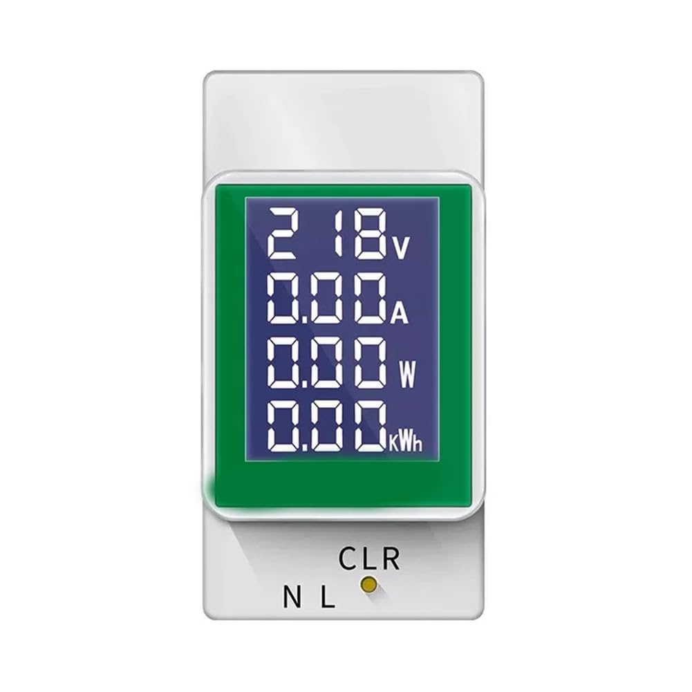 Digital Power Energy Meter AC 50-300V 100A with LCD Display, Backlight, DIN Rail Mount, Compatible with Photovoltaic Inverters and Distribution Cabinets