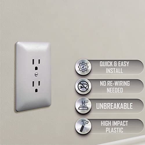 Image of TayMac MW2000W Masque 2000 Series 1-Gang Nonmetallic Decorator Style Duplex Cover-Up Wall Plate, White 5 Count (Pack of 10)