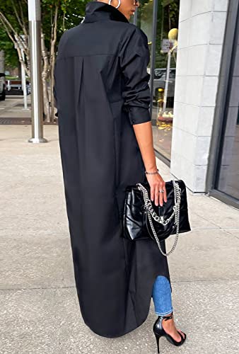 Choichic Shirt Dresses for Women Casual Long Sleeve Cotton Button Down Maxi Dresses4