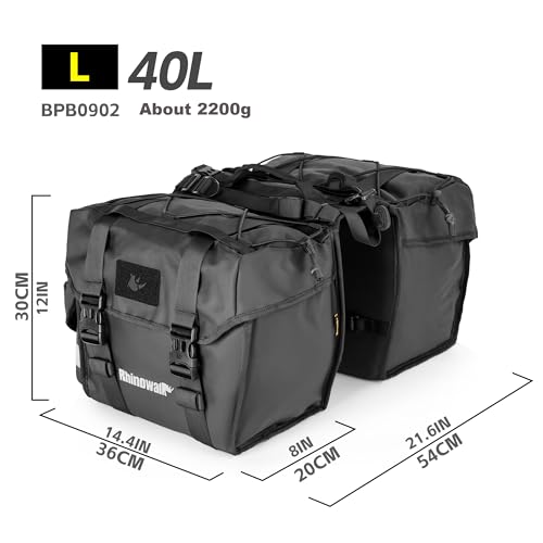 Sacoche de vélo 40L Rhinowalk avec housse imperméable - 2