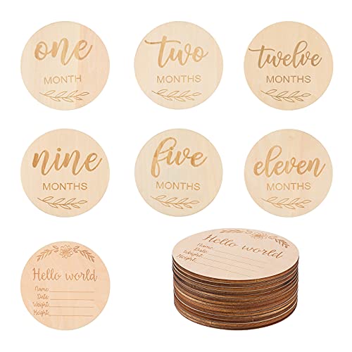 Wooden 1 Set Baby Monthly Milestone Cards Double Sided Baby Announcement Cards Pregnancy Journey Milestone Markers for Baby Photo Props