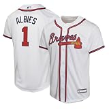 Outerstuff Ozzie Albies Atlanta Braves MLB Kids Youth 8-20 White Home Player Jersey (US, Numeric, 10, 12, Regular, Ozzie Albies Atlanta Braves White)