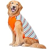 KUVEELA PET 犬服 犬 犬の服 服 夏 春 夏服 ドッグウェア Tシャツ お出掛け お散歩 日焼き防ぐ 脱毛保護 通気性 おしゃれ 大型犬 中型犬（オレンジ 4L）