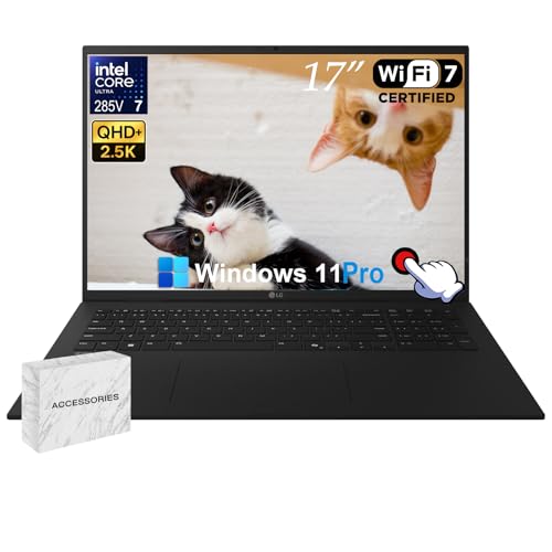 Image of LG gram 17 inch Touch Screen Laptop - Intel Ultra 7-258V, 17 inch IPS Display(2560 x 1600), Win 11 Pro, Thunderbolt 4, Copilot+ PC, Backlit KB, WiFi 7, w /Office License & Bundle(32GB RAM | 8TB SSD)