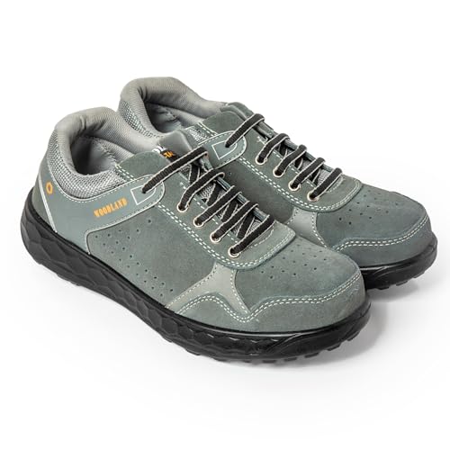Image of Woodland Aegis Suede Leather Safety Shoes for Men | Oil Resistant Safety Shoe with Anti Slip Grip | Lightweight & Antistatic PU Single Density with Steel Toe | Grey (UK Footwear Size System, Adult, Men, Numeric, Medium, 6)