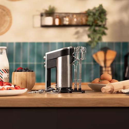 Cecotec Handrührgerät PowerTwist 500 Full Steel. 500 W, 5 Geschwindigkeiten plus Turbofunktion, 3 Zubehörteile: Schneebesen, Rührhaken und Knethaken, ergonomisches Design