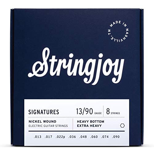 Stringjoy HVY138 8 String Signatures Nickel Electric Guitar Strings, (Heavy Bottom Extra Heavy Gauge, 13-90)