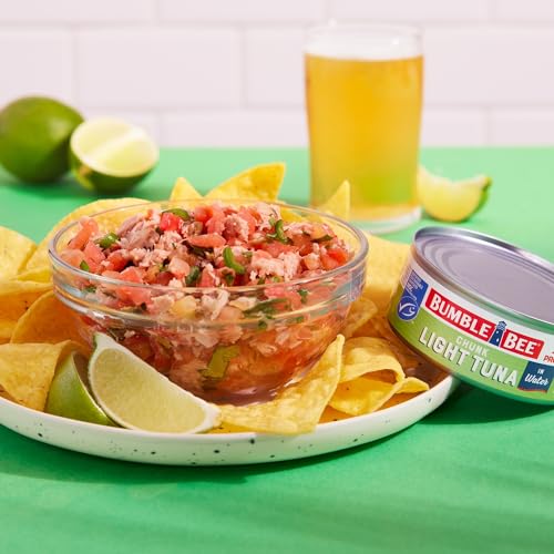 Bumble Bee Chunk Light Tuna In Water, 5 oz Cans (Pack of 24) - Wild Caught - 22g Protein Per Serving - Non-GMO Project Verified, Gluten Free, Kosher - Great For Tuna Salad & Recipes