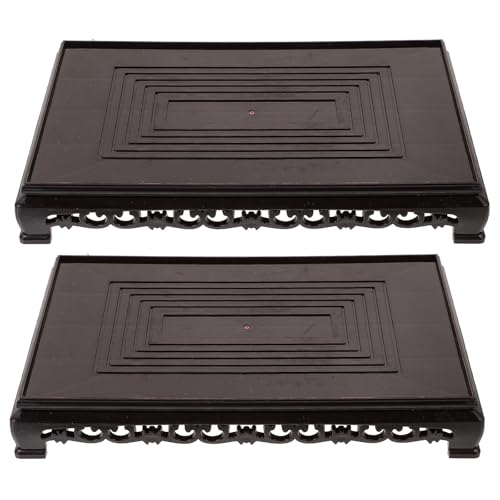 GATHINESS 2 Piezas Soporte Rectangular para Macetas de Plástico Marrón Estructura Resistente y Base Gruesa para Acuarios y Jarrones en Jardín Interior o Sala de Estar