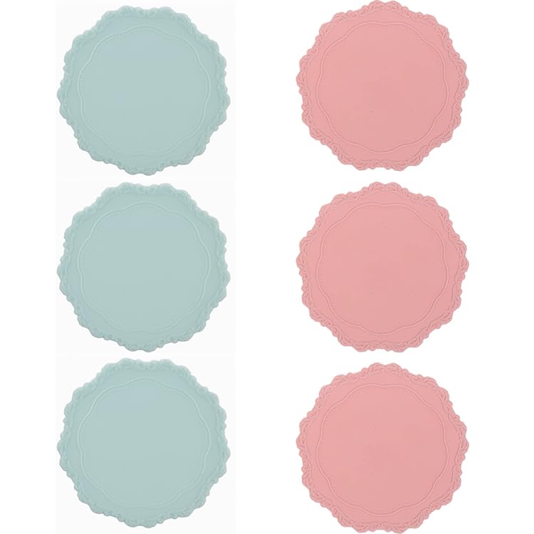 6 Pcs Wax Seal Pad Set - 4-Inch Round Heat Insulation Silicone Stamp Molds for DIY Crafts, Wax Sealing, and Demoulding (Pink & Blue)