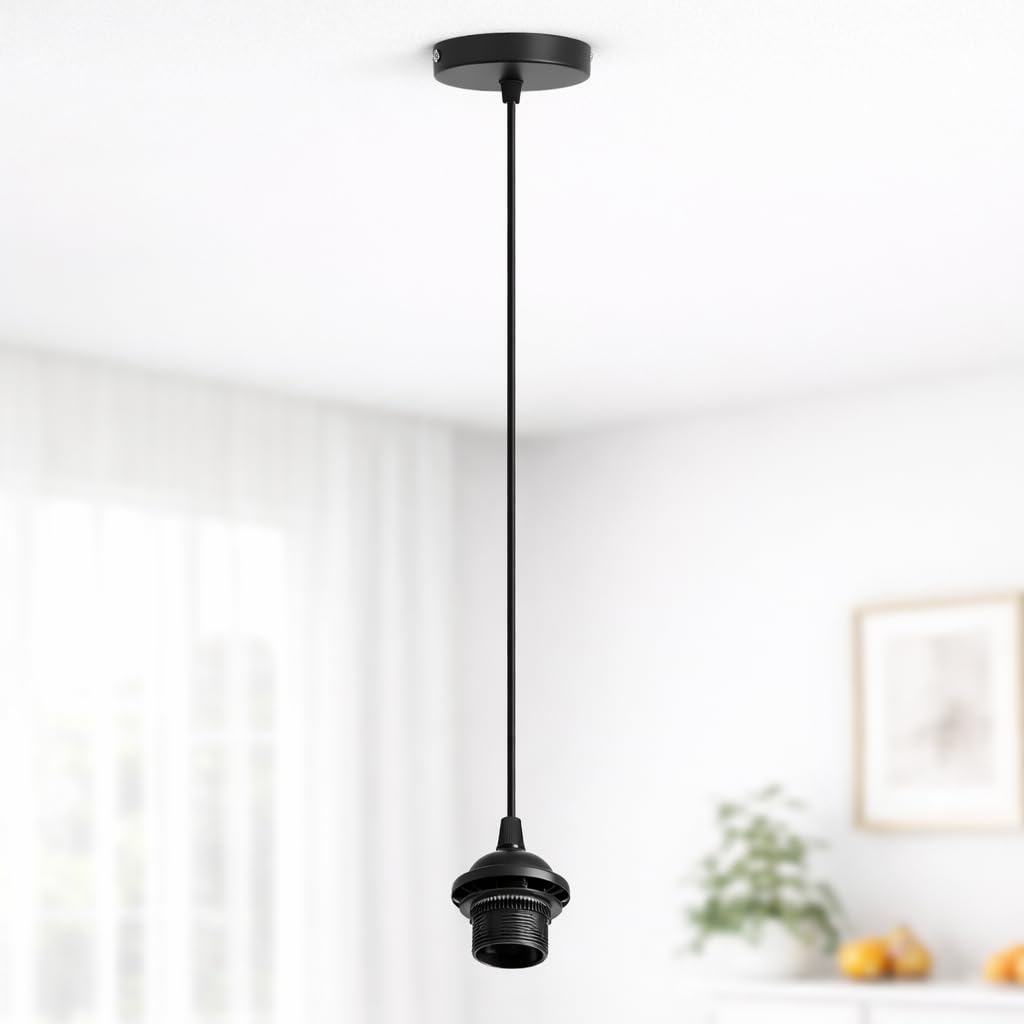 TRIPPING Black E27 Hanging Holder with 80cm Wire & Ceiling Plate