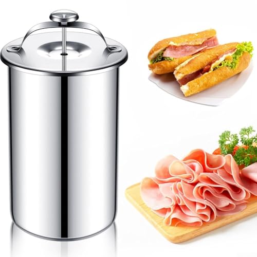 Máquina de jamón, modelo de prensa de carne para carnes delicatessen, herramienta de prensa de carne de acero inoxidable a presión para hacer carnes saludables y caseras (cable)