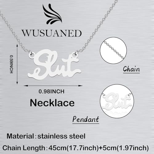 WUSUANED Smut Slut Necklace Slutty Wife Jewelry Spicy Lovers Gift Hotwife Gifts Naughty Valentine Gift Swear Words Gifts2