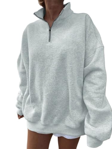 Image of SXV STYLE Half-Zip Pullover Sweatshirt, Oversized Fit