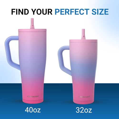 Image of Ice Shaker 40 oz Tumbler with Handle and Straw | 40oz Periwinkle Haze | Cold for 30+ Hours | 2-in-1 Tumbler Shaker Bottle | Odor-Free 40 ounce Bottle for Water, Protein Shakes, Smoothies, Cocktails
