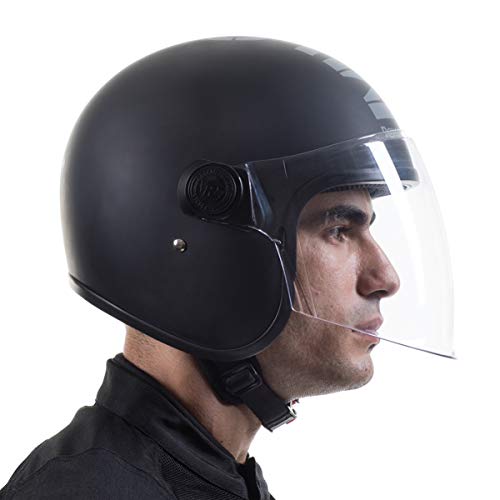 Image of Royal Enfield Open Face MLG Helmet with Clear Visor Matt Black & Grey, Size: XL(61-62cm)