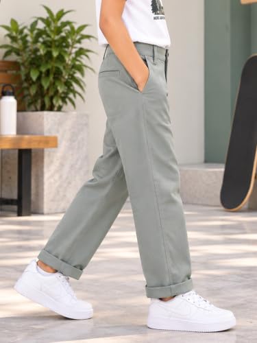 Image of KiddoPanti Boys 100% Cotton Twill Chinos Pant | Comfortable Regular Fit | 2 Side Pocket, 2 Back Pocket | Ankle Length | Back Elasticated Waistband with Button Zip Open Fly