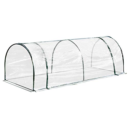 Preisvergleich Produktbild Outsunny Gewächshaus, Treibhaus mit Tür, Frühbeet, Pflanzenhaus, Pflanzenaufzucht, Stahl PVC, 250 x 100 x 80 cm