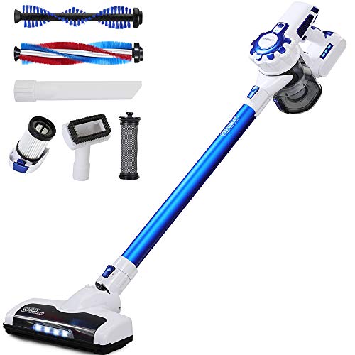 Akku Staubsauger MZ5 Kabelloser Staubsauger 4in1 leistungsstark 120W Ladestation LED Elektrobürste Handsauger