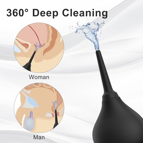 Image of Enema Douche Anti Back-Flow,Silicone Enema Reusable Anal Douche Cleaner for Men Women Colon Cleansing,Shower Douche with Spouts Connected to Shower Hole,Vaginal Cleaner (Black, 10oz)