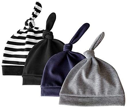 XIAOHAWANG Baby Hats Cotton Soft Newborn Beanies for Boys Toddler Girl Fall Winter Caps (M 4 Pack)