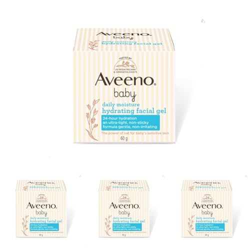 Image of Aveeno Baby Daily Moisture Hydrating Facial Gel (Cream) 60g I Ultra-light | 24 hours moisturisation Face cream | Triple oat extract & avocado oil I Paediatrician recommended (Pack of 4)