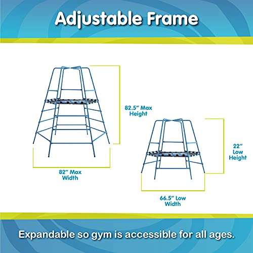 Image of Explorer 2 Jungle Gym Climbing Set with Adjustable Steel Frame, Weather-Resistant Canopy & Platform, Outdoor Playset and Playground Equipment for Kids Ages 3-12, 220 lbs Capacity