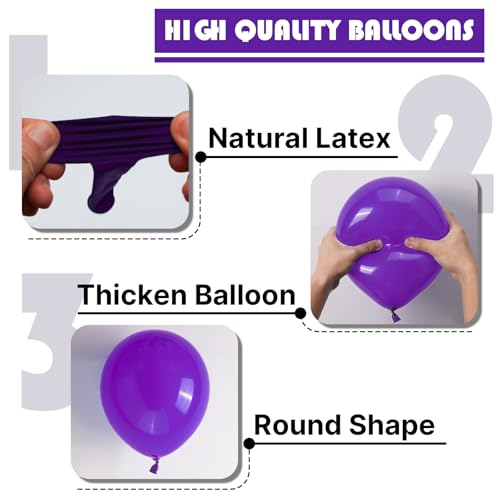 Image of PartyWoo Pearl Dark Purple Balloons 100pcs 5 Inch Pearl Royal Purple Latex Balloons for Birthday Baby Shower Graduation Anniversary Bachelorette Princess Butterfly Themed Party Decorations Purple-Y16