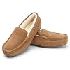 Parfeying Men’s Indoor Outdoor Sheepskin Moccasins Slippers Memory Foam Driving Style Shoes
