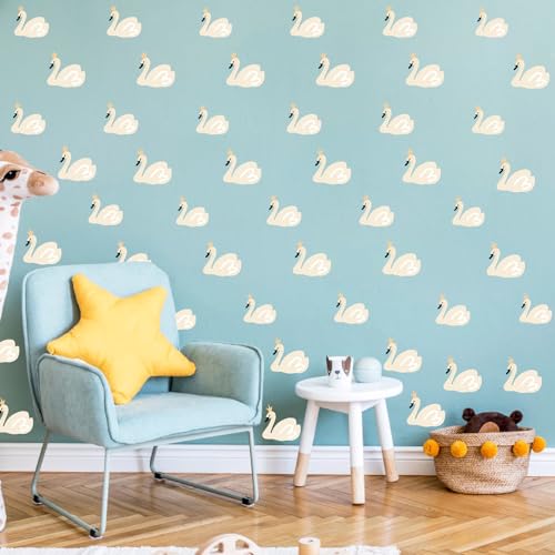 Swan Wall Decals Peel and Stick Boho Nursery Wall Stickers Cute Watercolor Animal Removable Swans Stickers Boho Wall Decals for Nursery Baby Kids Room Girls Bedroom Decor